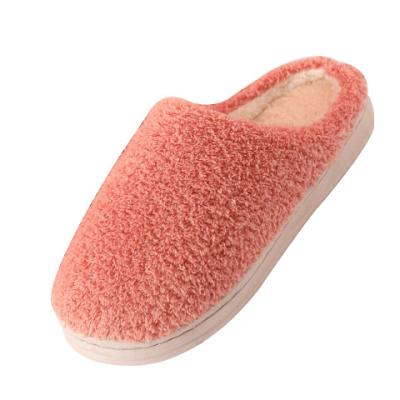 China Baotou men's and women's couples cotton thermal warm slippers in lambswool solid color in autumn and winter. for sale