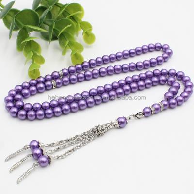 China OEM Fashion Zodiac Women Men Religious Jewelry With Iron Silver Tassel Bead Necklace 99 Beads Non Purple Muslim Tasbih Rosary Beads for sale