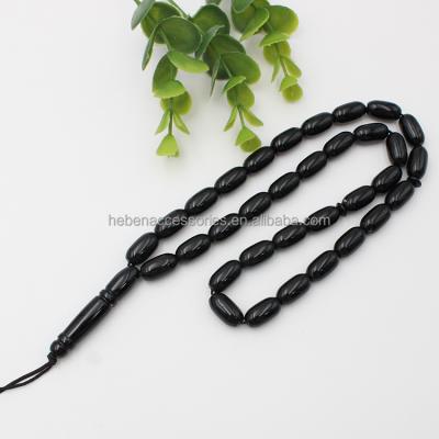 China Long Barrel Religious Non Plastic Baltic Black Beads For Big 9*16MM Amber Stone 33 Tasbih Religious Islamic Prayer Rosary Muslim Jewelry for sale