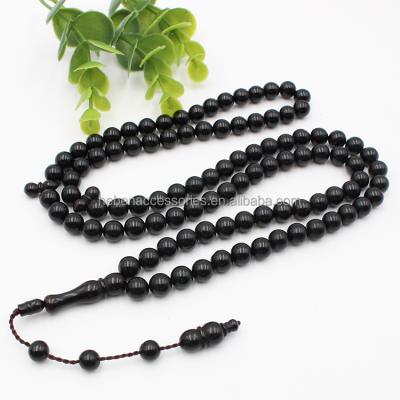 China Wholesale 9MM Kuka Tesbih Muslim Turkish Black Rosary Chain 99 Natural Bead Holiday Mini Sol Necklace Religious Non Catholic Holy Jewelry for sale