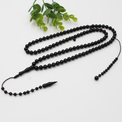 China Factory Delivery Kuka Chains 7MM Wooden Beads Black Muslim Beads Religious Decor 99 Factory Delivery Wooden Rosary Islam Tasbih Prayer Tasbih for sale