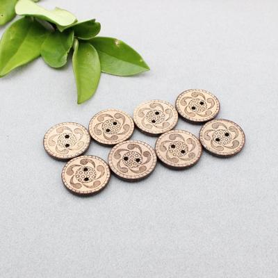 China China Factory Sustainable Eco Coconut Wood Custom Buttons With Laser Engrave Logo Flower Garment Apparel Apparel Big Sizes 2 Or 4 Hole Fancy Buttons for sale