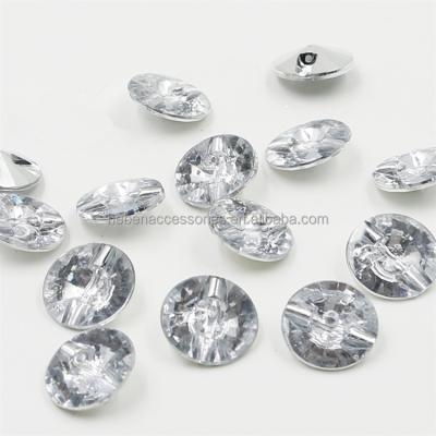 China Viable Ready To Ship Quality Sofa Hat Shoes Clothing Decor Round 2 Hole Leg Plated Silver Acrylic Rhinestone Clear Crystal Buttons for sale