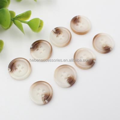 China China Delivery Quality Viable Button For Women Garment Clothing Shirt Anorak White Faux Horn Resin Buttons 25MM 4Hole Brown for sale