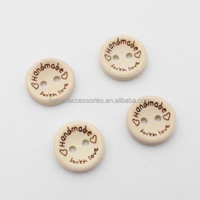 China Viable Original Factory Good Selling Not Resin Fabric Kids Coat Up Logo 25MM Button Nature 2 Hole Fancy Wooden Buttons For Clothes for sale