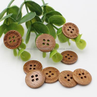 China China Manufacturer Quality Viable Men Down Sleeves Custom Flatback Short Accessories Engrave Logo Round Wood Bamboo 4 Hole Shirt Blouse Button for sale