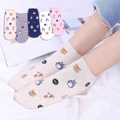 China 5 Color QUICK DRY Totoro Socks Kawaii Cotton Cartoon Socks Female Students Anime Women Crew Socks for sale