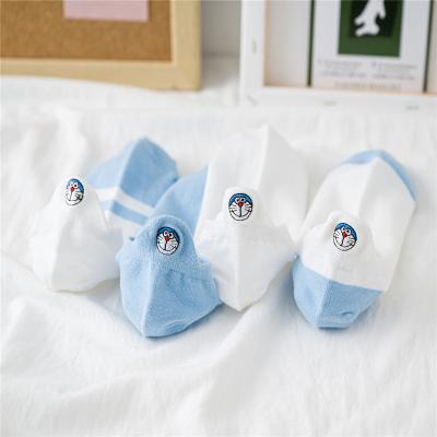 China QUICK DRY women Sumer Kawaii Embroidered Cartoon Character Doraemon bangs happy fashion funny ankle socks for sale