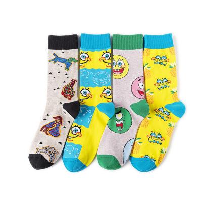 China Custom Wholesale Knitting Funny Socks Anime Cartoon SpongeBobs Character Socks QUICK DRY Warm For Women Men for sale