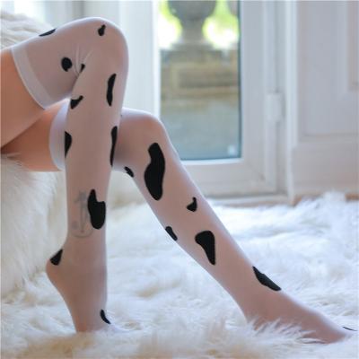 China 2021 new design knee high women girls tube silk pantyhose socks breathable cute milk pattern stockings for sale