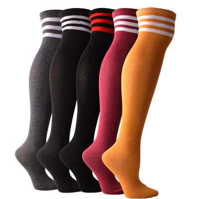 China Girl's Autumn Winter New Style Long Combed Stockings QUICK DRY Cotton Barred Over Knee Thigh High Socks for sale