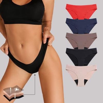 China Famicheer Best Breathable Ice Silk Seamless Period Panties Leak Proof Underwear Breathable Brown Button Menstrual Panties for sale