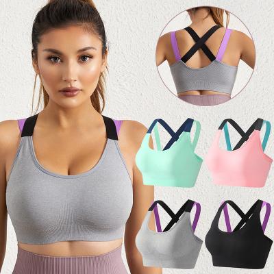 China High Quality Cross Sublimation Running Fitness Women Strappy Back Gym Breathable Sports Bra With Cup for sale