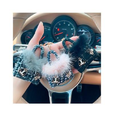 China Factory Price Wholesale Fashion Promotion Gift Luxury Key Chain 3d Mini Mink Fashion Handbag Keychain Girl for sale