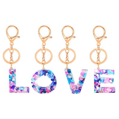 China WOMEN LOCKS MOM Key Chain Girl Letter Pink Cute Bling Bling Key Chains I Love You With Logo for sale