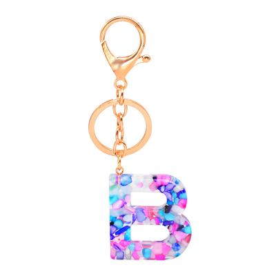 China WOMEN LOCKS Wholesale Glitter Simple Alphabet Key Chain Resin MOM CHAINS Customized for sale