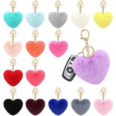 China Wholesale New Gift Mini Plush Heart Shape Pendant Ring Key Chain Key Chains for sale