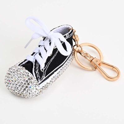 China Colorful Sports Sneaker Key Chain 3D Mini PVC Rhinestone Keychain Keyring Chains Gift Canvas Shoes Canvas Gift For Women for sale