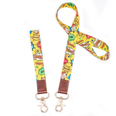 China Leasther Eco-Friendly Custom Loose Lanyard Wrist Key Chain Lanyard Sublimation Designer Polyester Phone Chain Lanyard for sale