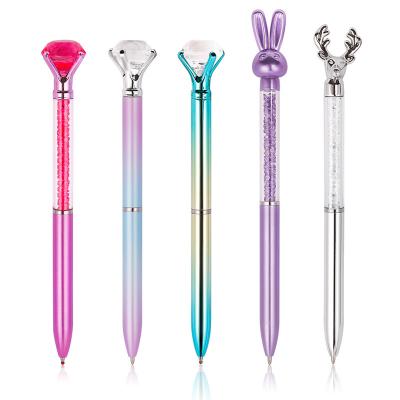 China Luxury crystal colorful ballpen black blue plastic ballpoint pen signature pen for sale