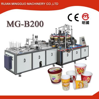 China Full automatic single side pe PPAER 250-550GSM large size PE coated popcorn paper cup making machine/paper cup machine price/paper bucket machine for sale