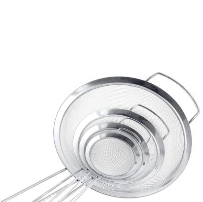 China Sustainable Fine Mesh Stainless Steel Strainers With Ear Well Wide Rest Design Mesh Strainer Kitchen Fine Strainers for sale