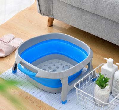 China Viable Collapsible Foot Bath Basin Plastic Rubber Bucket Foot Bath Spa Soaking Tub for sale