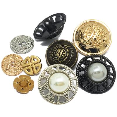 China Large Shirt Fancy Types Viable Gold Designer Coat Sewing Metal Military Buttons For Clothing Custom Logo for sale