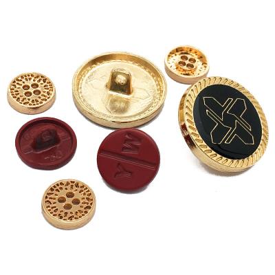 China Latest Viable Custom Designer Winter Fur Trench Leather Red Coated Metal Brass Buttons For Coats for sale