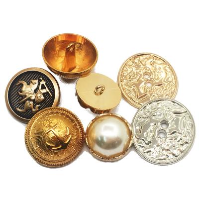 China Viable Manufacturer Amazon Cloth Gold Metal Dome Beads Set Sewing Bead Leg Shirt Dress Button For Suit for sale