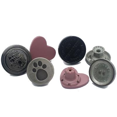 China Sustainable High Quality Mens Brass Garment Parts Custom Metal Spray Paint Jeans Fastener Buttons And Rivets for sale