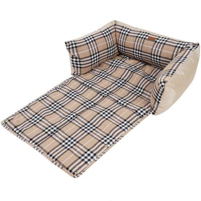 China Breathable Multi Function Winter And Summer Classic Double Plaid Removable Soft Dog Sofa Pad Bed for sale