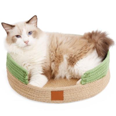 China Round Shape Breathable Handmade Cotton Woven Scratch Board Durable Pet Bed Wear-Resistant for sale