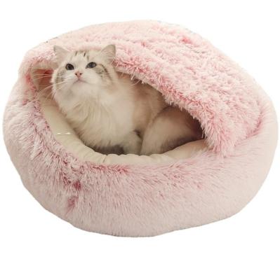 China Luxury Cozy Warmth Heating BedSofa 2 in 1 Partially Enclosed Plush Safe Sleep Pet Bed for sale