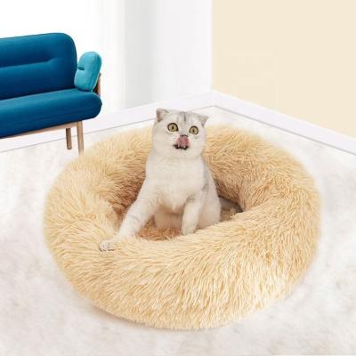 China Round Shape Breathable Luxury Soft Comfortable Washable Foldable Fluffy Pet Cat Bed for sale