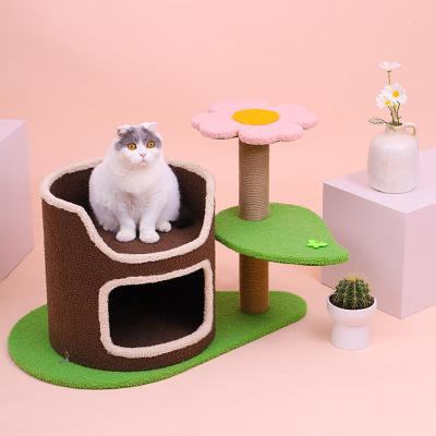 China Hot Selling Popular Detachable More Style Mounting Scratcher Morden Luxury Large Cat Tree Flower for sale