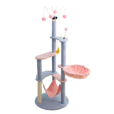 China Manufacturer Teddy Velvet Play Swing Floor of cats on the ceiling jumping and climbing Cat Tree for sale