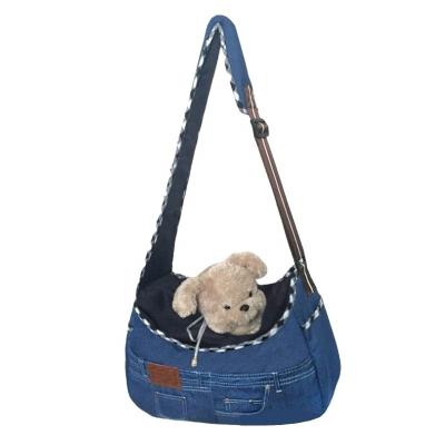 China Denim Bag Pet Tote Dog Cat Bag WholesaleTravel Viable Extinguishing Carrier Bag New for sale