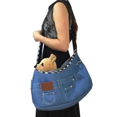 China New Viable Pet Tote Dog Cat Bag Going Out Denim Bag WholesaleTravel Pet Carrying Carrier Bag for sale