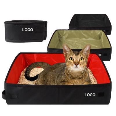 China Viable Hot Selling Pet Products Cleaning Cat Toilet Box Simple Cute Cat Litter Box Collapsible Oxford Cloth for sale