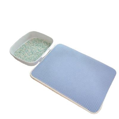 China Trapper's Popular Viable Blue EVA Pet Litter Mat Waterproof Rectangle Double Platform for sale