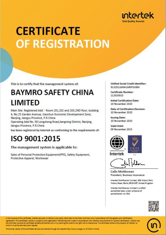 ISO9001 - Baymro Safety China Co., Ltd.