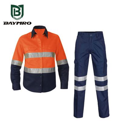 China Safety Work Cotton Reflective Color Blocking Long Sleeve Construction Site Mining Work Pants Reflective Jacket And Coat for sale