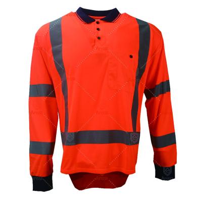 China Water Proof Safety Clothing Reflective Fasion For Men Safety Long Sleeve Reflective Polo Hi-Strength Safety Polo Shirt High Quality for sale