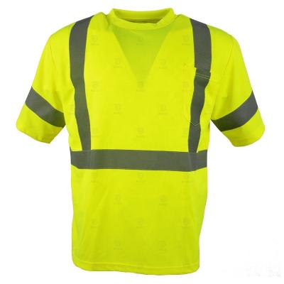 China High Visibility Wholesale Custom Class 2 Hi Visibility Construction Shorts Sleeve T-shirt Security Force Work Shirts for sale