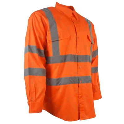 China Wholesale High Quality Durable High Visibility Mens Breathable Safety Shirts Long Sleeve Safety Work Reflective Shirt With Pockets for sale