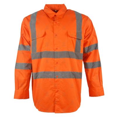 China Wholesale High Visibility Safety Shirts Men Safety Hi Sleeve Breathable High Quality Durable Long Sleeve Reflective Work Shirt With Pockets for sale