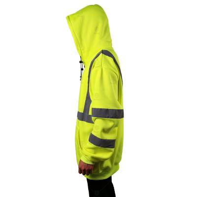 China EN20471 Winter Safety Hoodie Warm Workwear Hi Vis Hoodies Sweatshirt High Visibility With Reflective Strips for sale