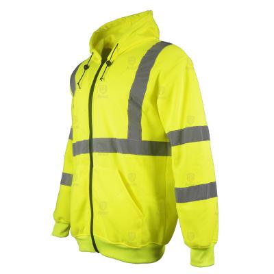 China Factory price polyester high performance fleece winter hoodie high warm comfort safety reflective sweatshirt for sale