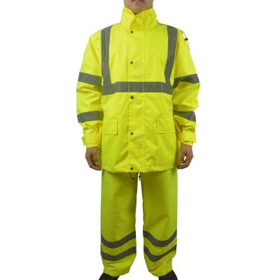 China High visibility high visibility safety reflective fisherman unsex rain jackets protective raincoat waterproof suit for sale